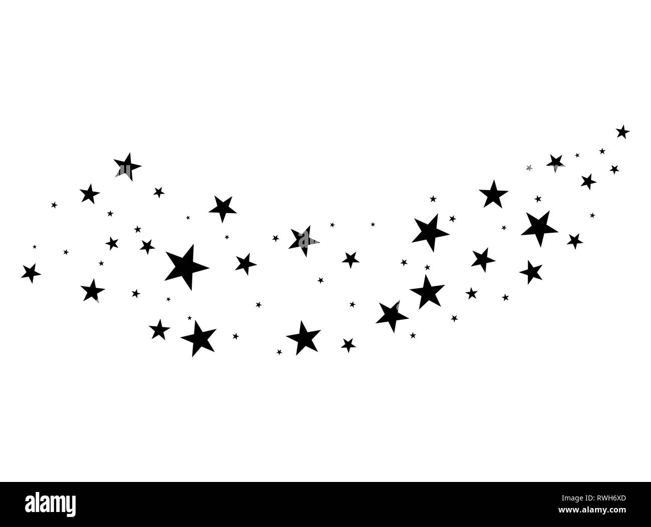 Star Fireworks source aléatoire de l'écoulement. Shooting Star. Étoiles sur un fond noir. Illustration de Vecteur