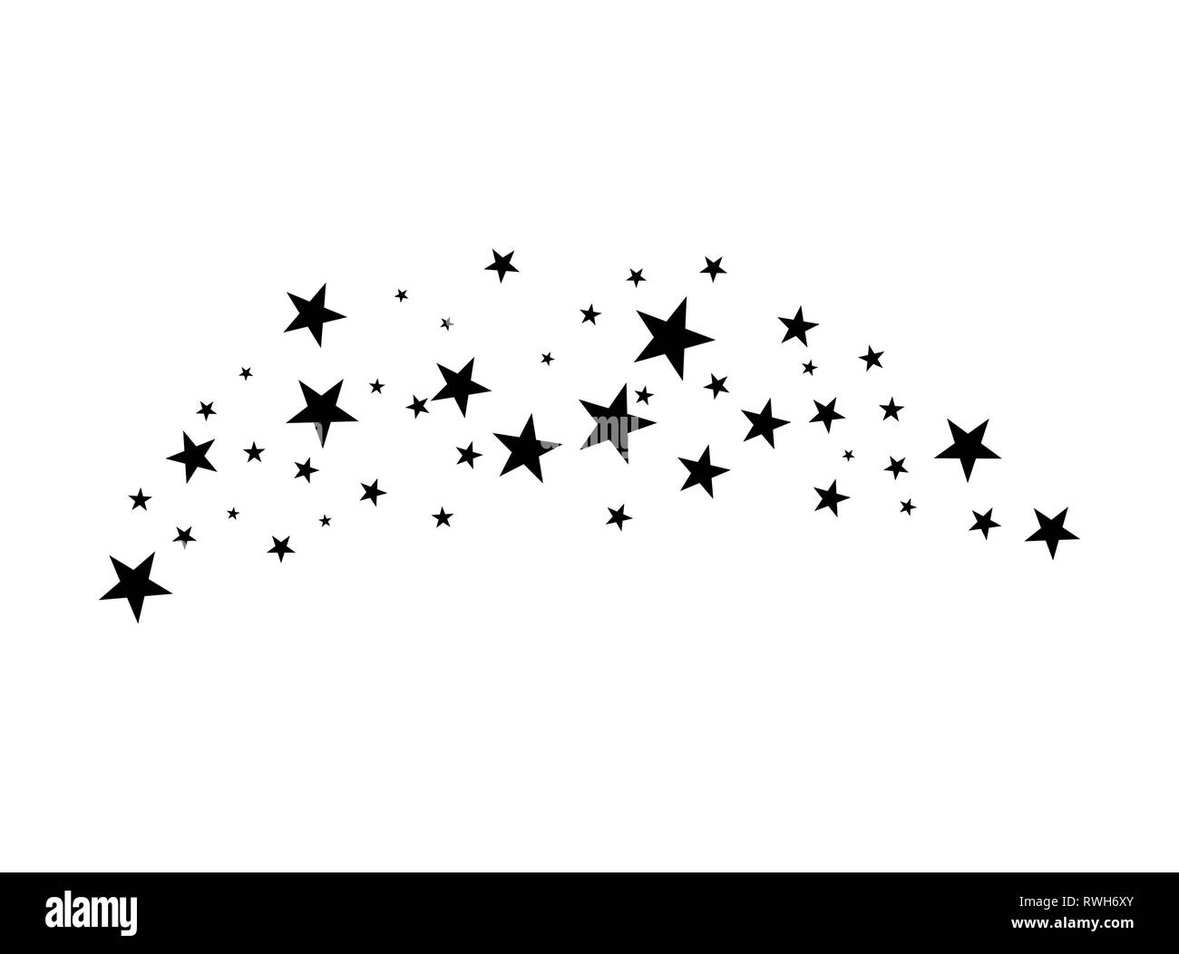 Star Fireworks source aléatoire de l'écoulement. Shooting Star. Étoiles sur un fond noir. Illustration de Vecteur