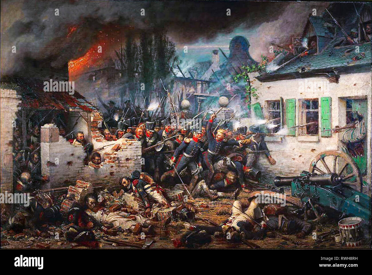 Attaque prussienne sur Plancenoit pendant la bataille de Waterloo, par Adolph Northen, 1864 Banque D'Images