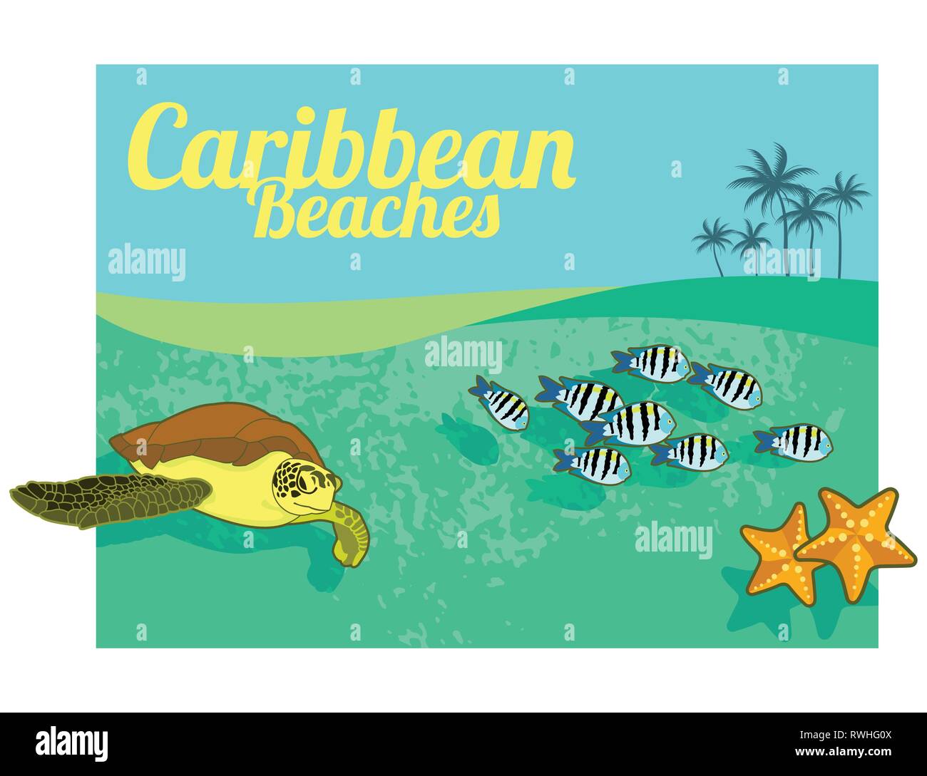 Plages des Caraïbes Illustration de Vecteur