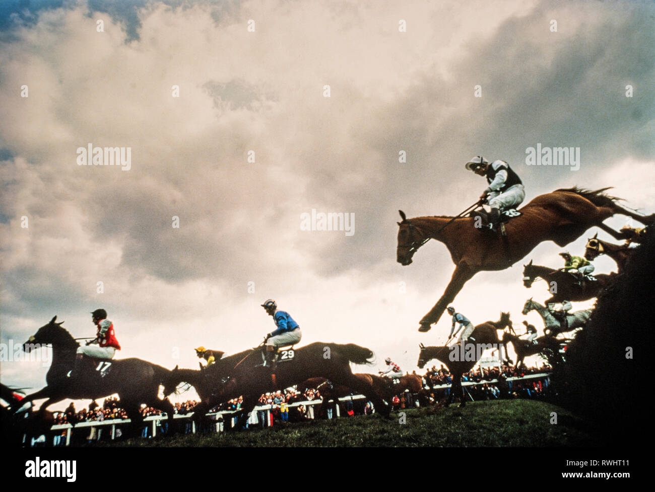 Grand National 1988 clôture Brook Bechers course Banque D'Images