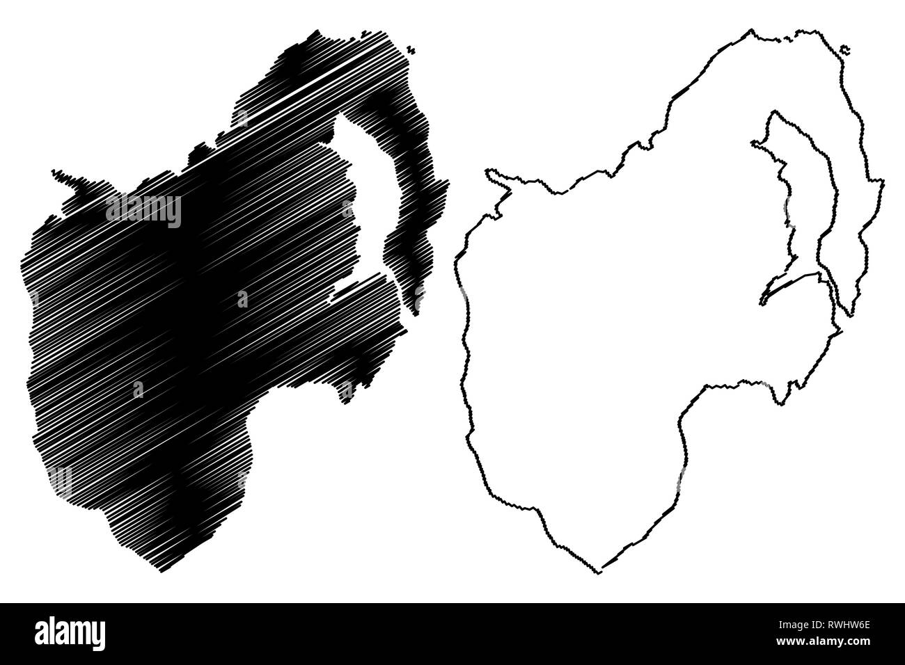 Comté de Down (Royaume-Uni, Irlande du Nord, les comtés de l'Irlande du Nord) site vector illustration gribouillage, croquis en bas la carte Illustration de Vecteur