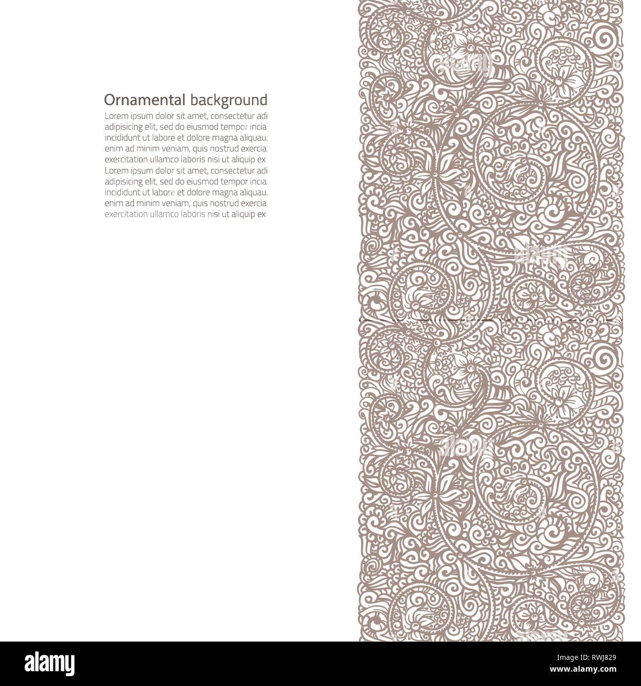 Vector background ornementé avec copie espace, coffee brown ornement isolé sur la page blanche Illustration de Vecteur