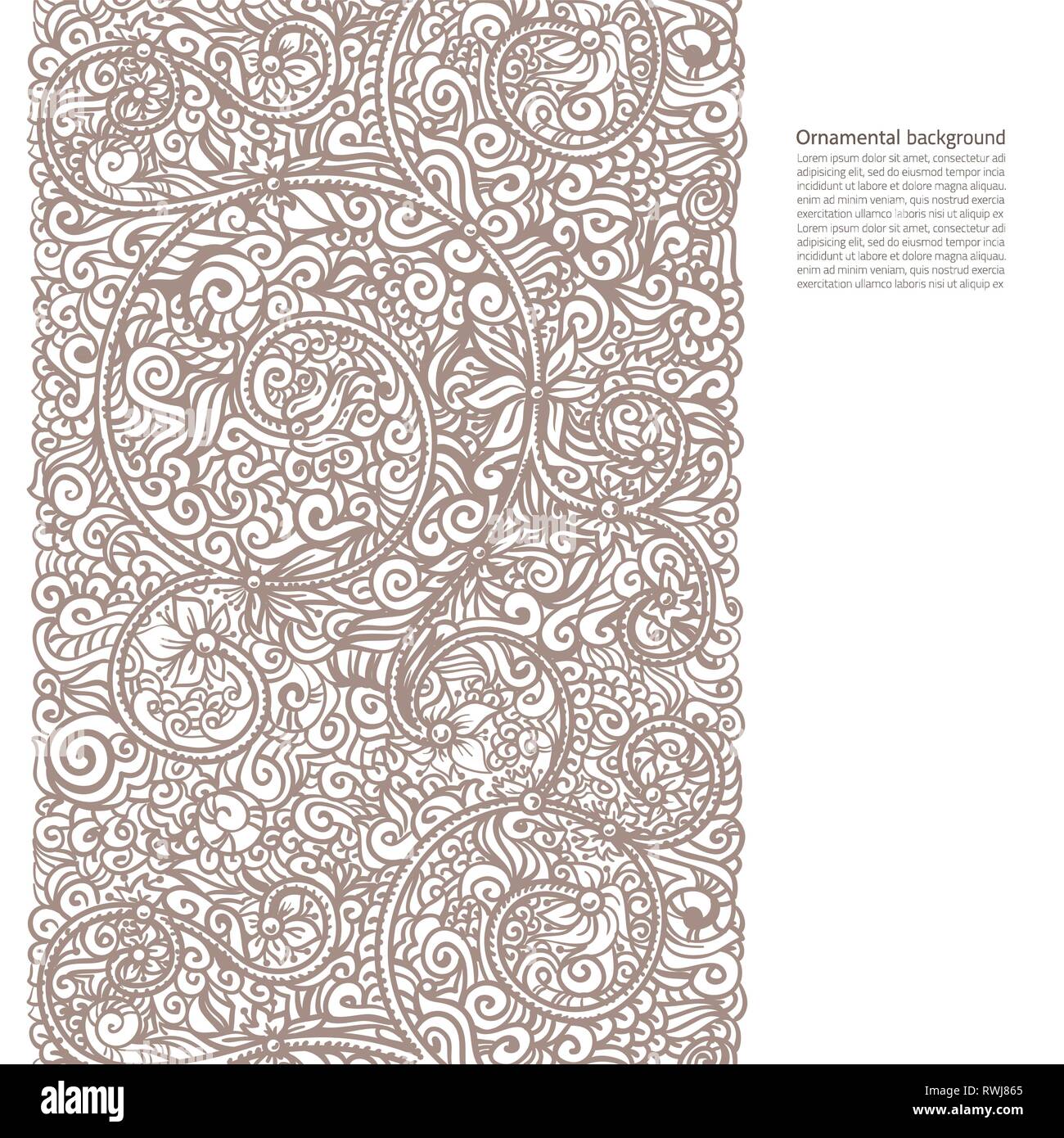 Vector background ornementé avec copie espace, coffee brown ornement isolé sur la page blanche Illustration de Vecteur
