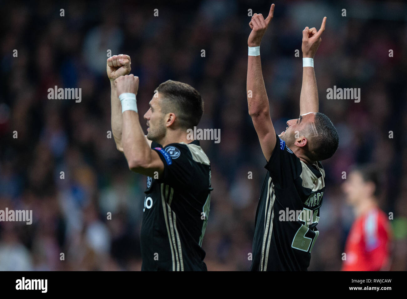 Madrid, Espagne. 5e Mar, 2019. V real madrid football Ligue des Champions de l'AFC Ajax Dusan Tadic 2018-2019 d'Ajax, Hakim Ziyech d'Ajax : Crédit photos Orange vof/Alamy Live News Banque D'Images