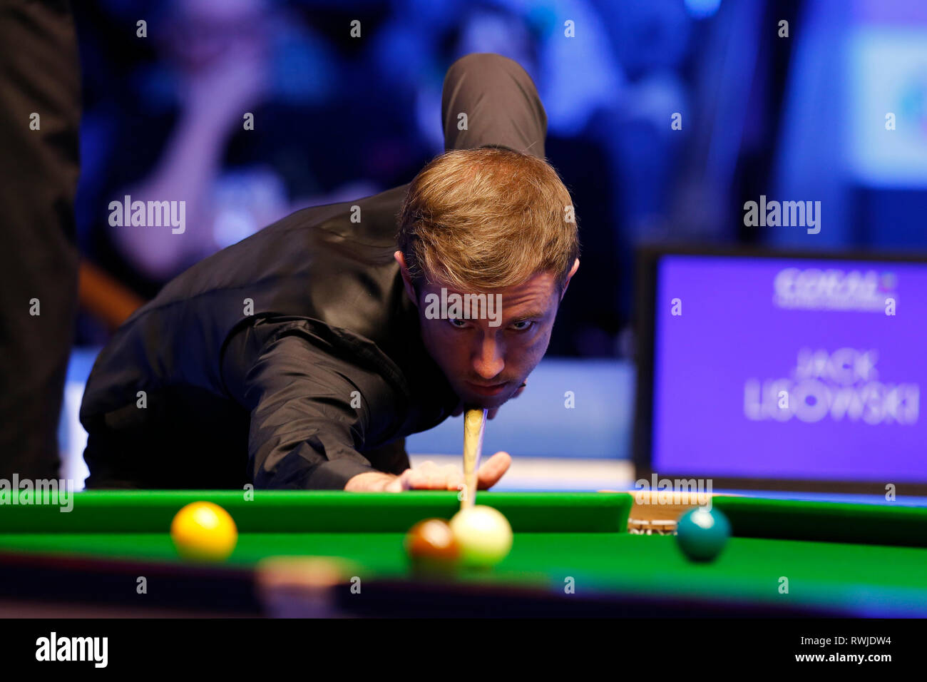 Preston Guild Hall, Preston, Royaume-Uni. Mar 6, 2019. Snooker, Coral Championnat des joueurs ; Jack Lisowski de l'Angleterre à la table lors de son match de quart de finale contre Judd Trump d'Angleterre : l'action de Crédit Plus Sport/Alamy Live News Banque D'Images