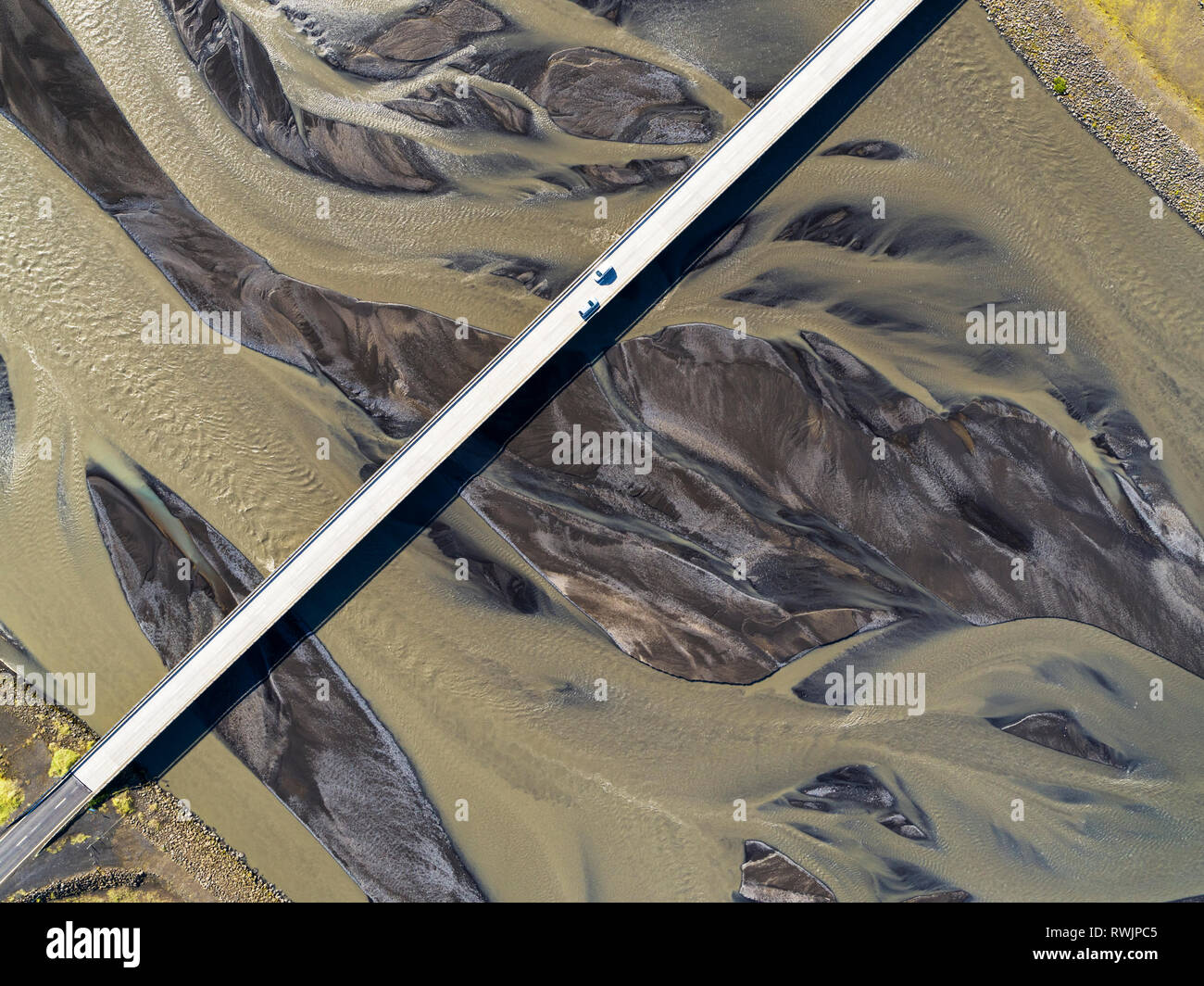 Markarfljotsbru, pont de la rivière Markarfljot, Islande Banque D'Images