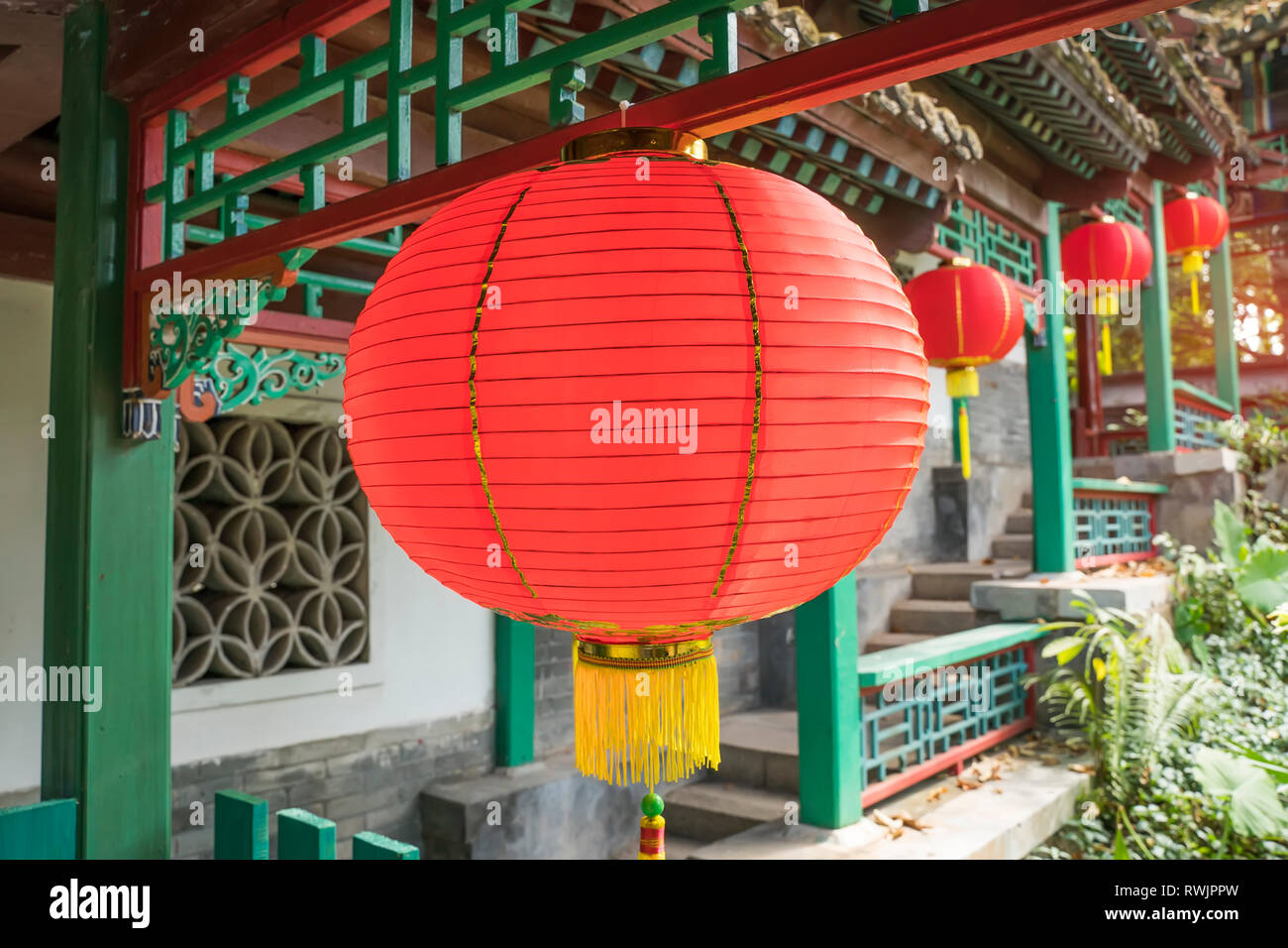 Lanterne chinoise en décorations Vintage Chinois Historique Structure de la maison Banque D'Images
