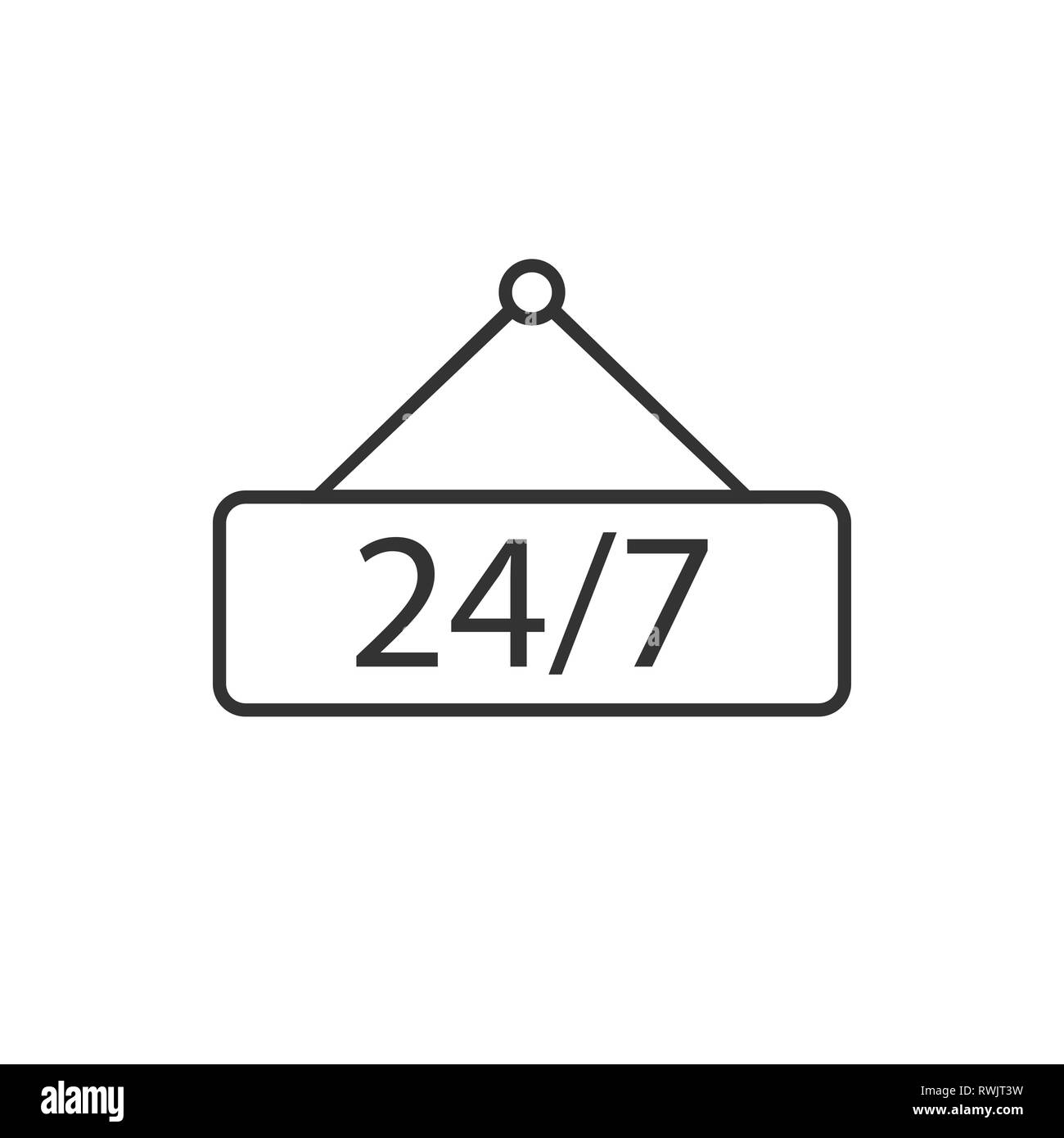 24-7, l'icône porte shop Vector illustration télévision Illustration de Vecteur