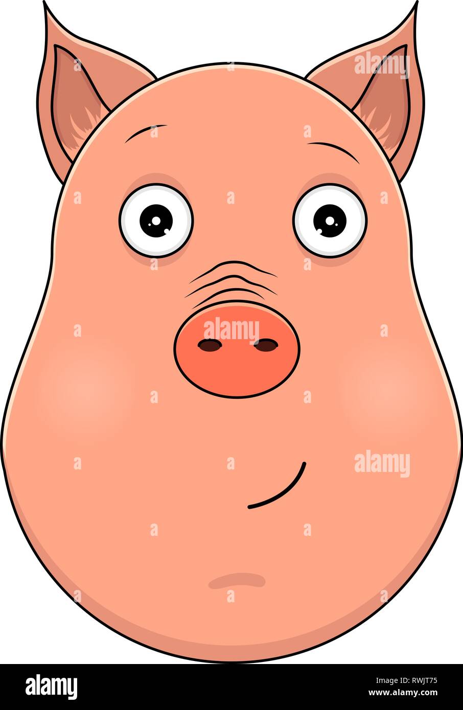 Tête de cochon en cartoon style serein. Kawaii animal. Illustration de Vecteur