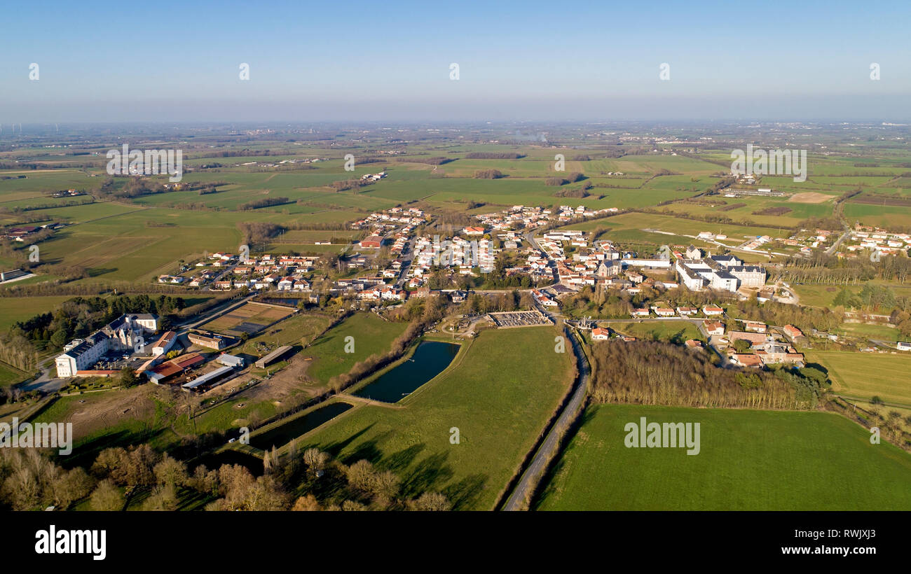Photographie aérienne de Mormaison village de Vendee Banque D'Images