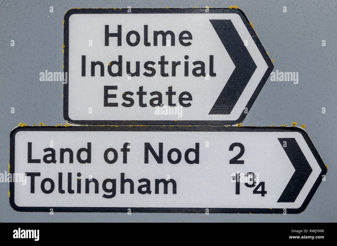 Panneau routier à la terre de Nod dans l'East Yorkshire Banque D'Images