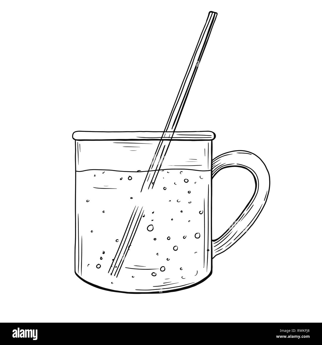 Boire dans une tasse transparente avec une paille. Vector illustration Illustration de Vecteur