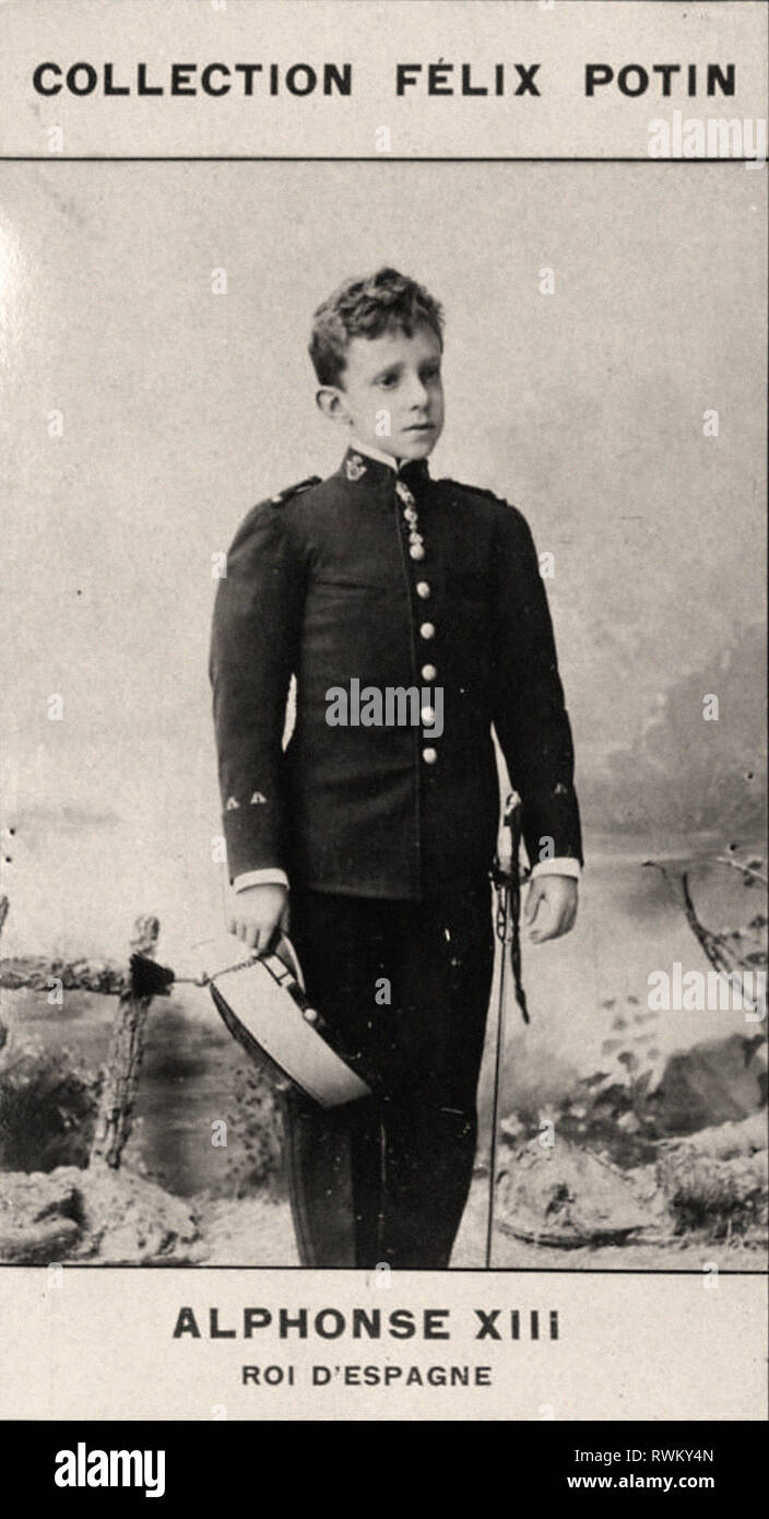 Portrait photographique d'Alphonse XIII, roi d'Espagne - à partir de la première COLLECTION FÉLIX POTIN, 19e siècle Banque D'Images