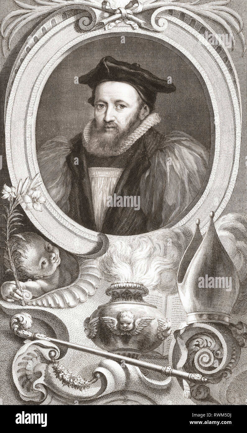 George Abbot, 1562 - 1633. L'archevêque de Canterbury. À partir de l'édition 1813 des chefs d'illustres personnes de Grande-Bretagne, gravé par M. Houbraken et Monsieur la vertu de leur vie et de caractères. Banque D'Images