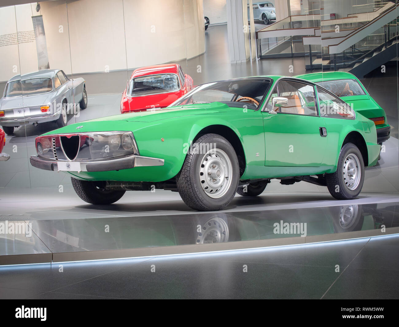 ARESE, ITALIE - 13 février 2019 : 1972 Alfa Romeo 1600 dans la Z Junior Alfa Romeo Museum (Museo Storico Alfa Romeo) Banque D'Images