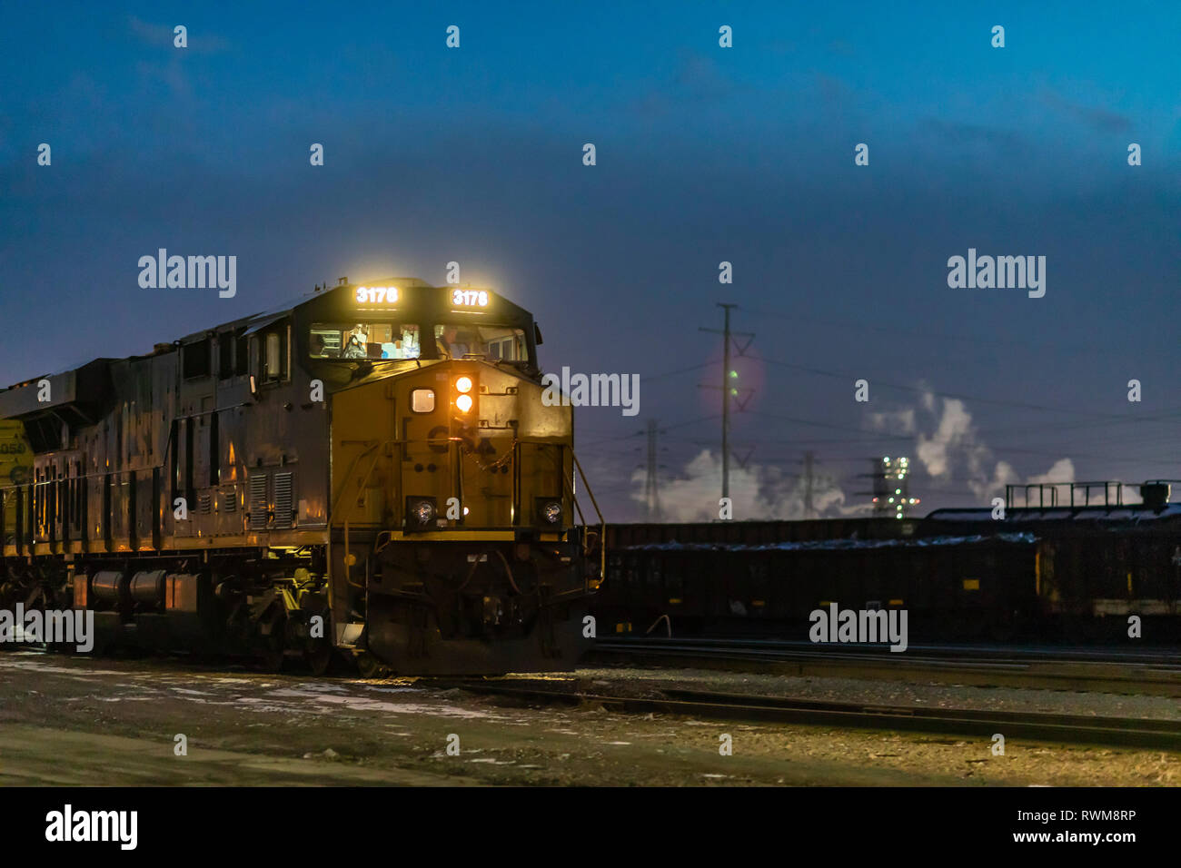 Dearborn, Michigan - une locomotive CSX dans un triage près du complexe industriel de River Rouge. Banque D'Images
