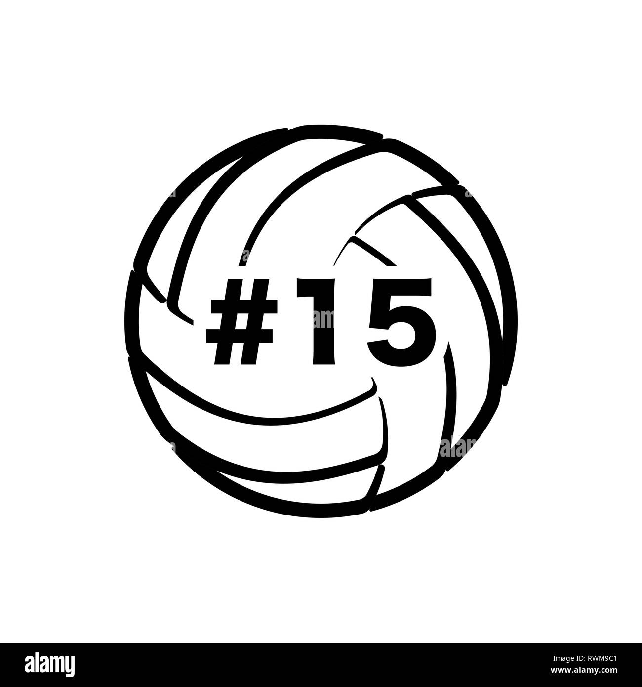 Contour noir volley-ball avec player nombre isolé sur fond blanc Illustration de Vecteur