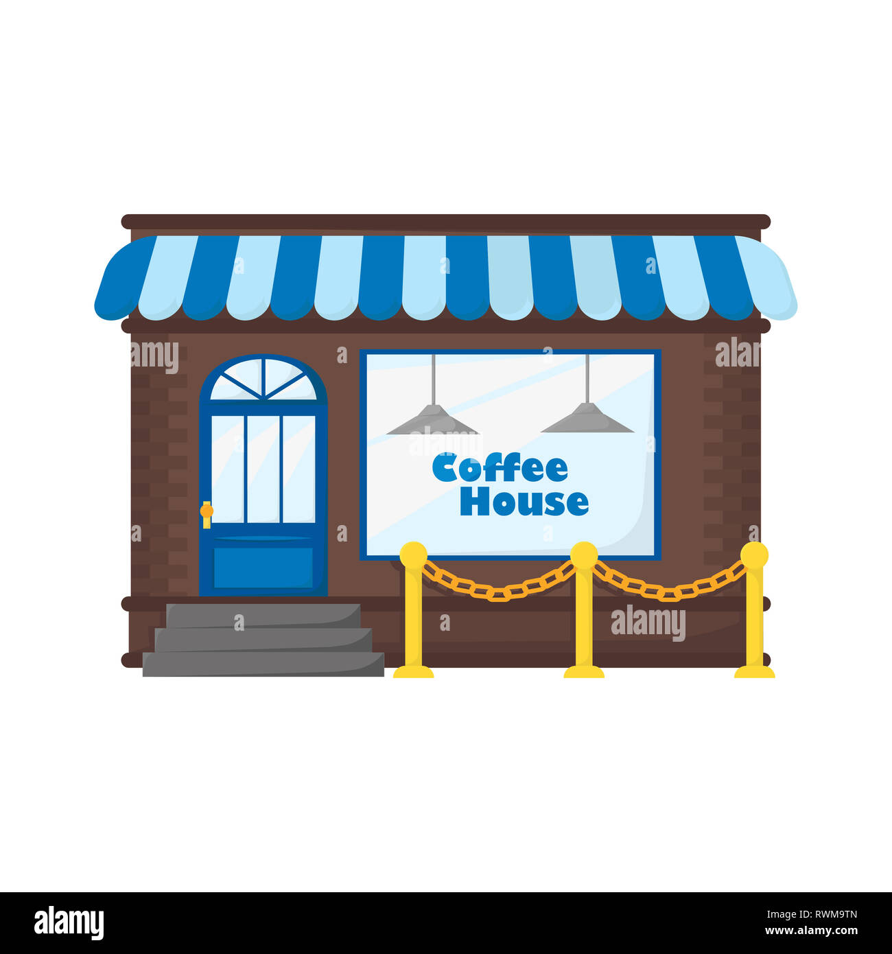 Maison de style café télévision sur fond blanc, vector Banque D'Images