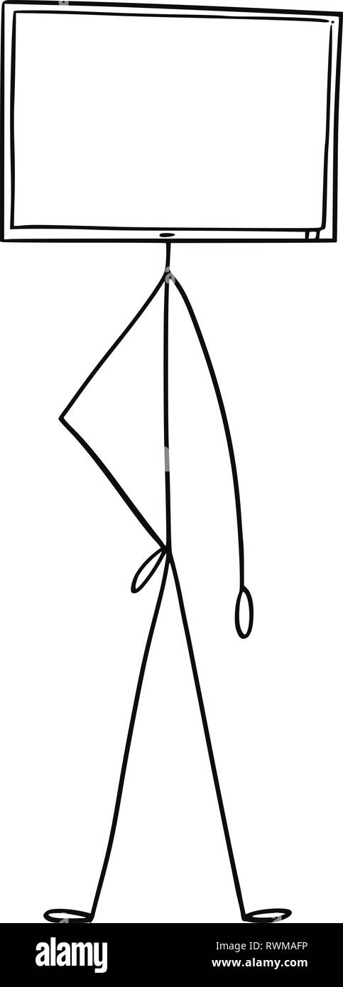 Caricature de caractère avec ordinateur ou écran de télévision en tant que chef Illustration de Vecteur