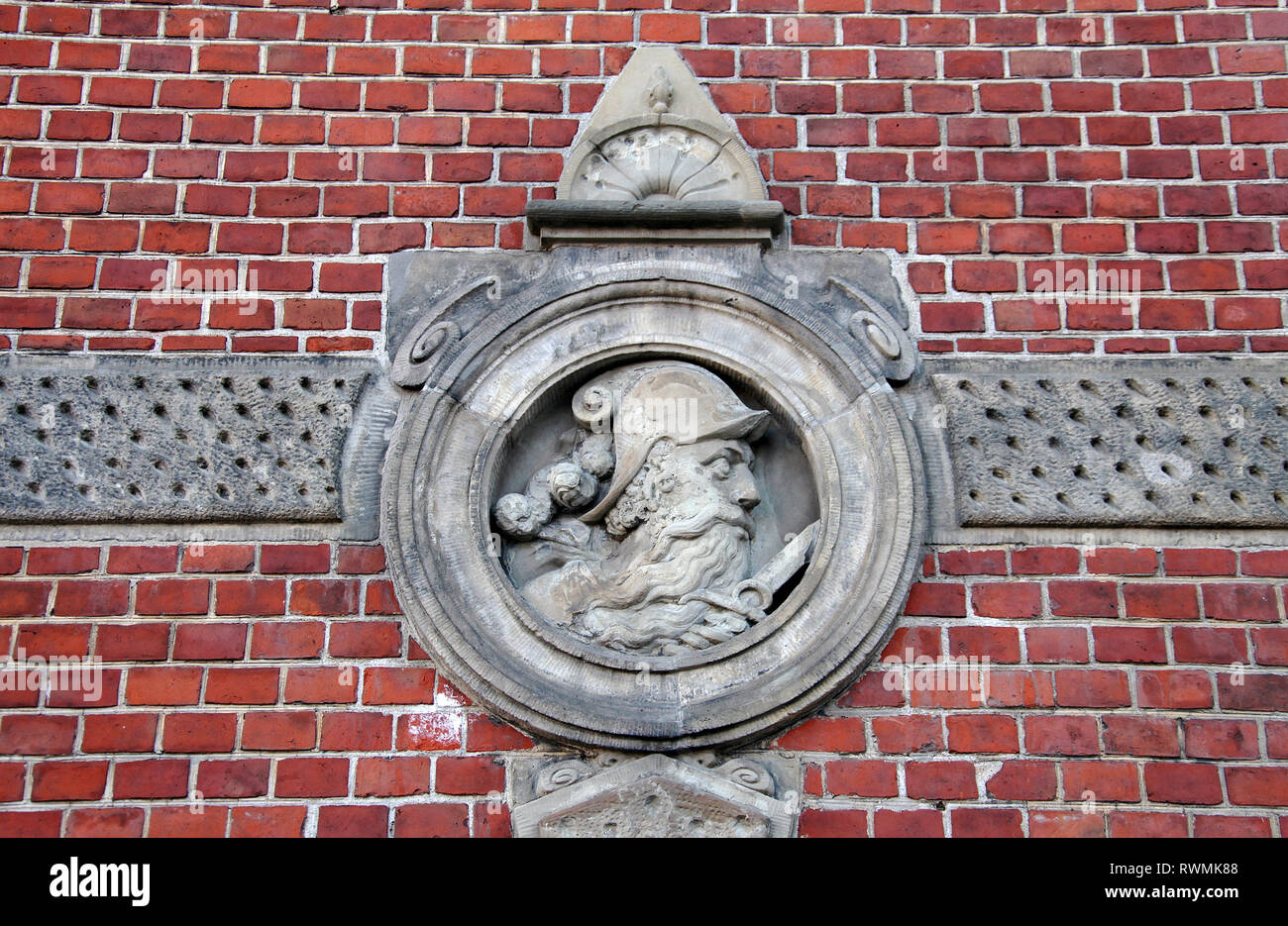 Détail architectural de la tour de la prison de Gdansk Banque D'Images