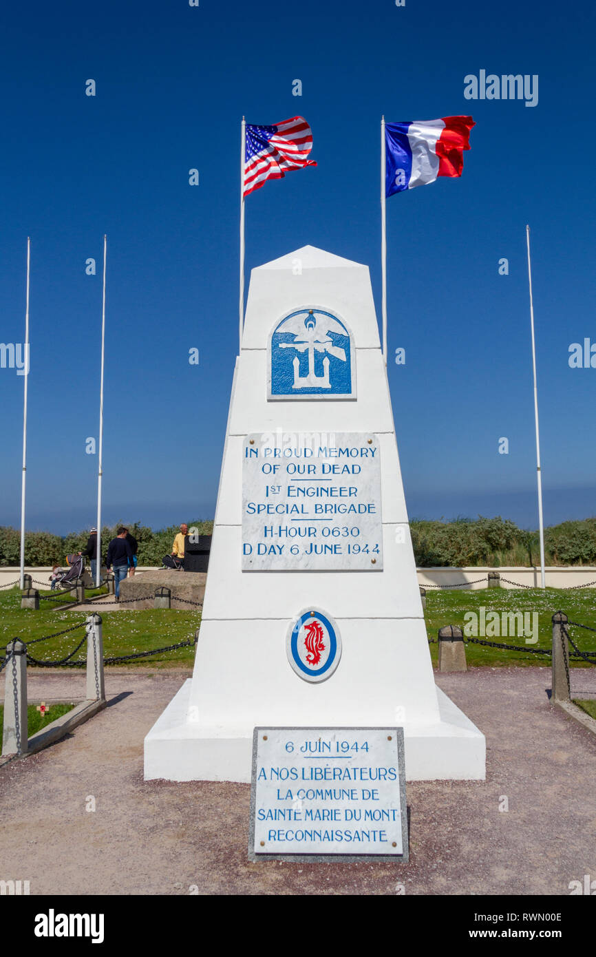 La 1ère Brigade Spéciale du génie Memorial, Utah Beach, Normandie, France. Banque D'Images