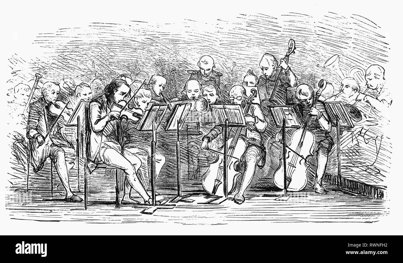 L'orchestre jouer lors d'un concert à Haarlem, aux Pays-Bas. À partir de la Camera Obscura, une collection d'humour néerlandais-réalistes d'essais, de récits et les croquis dans lequel Hildebrand, l'auteur, prend un regard ironique sur le comportement de la "bien-to-do', les trouvant bourgeois et sans un mot pour eux. Banque D'Images