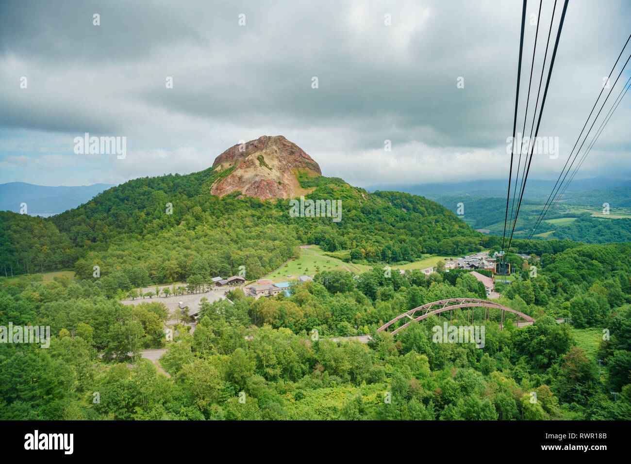 La belle Showa Shinzan du Mont Usu salon, vue d'un téléphérique à Hokkaido, Japon Banque D'Images