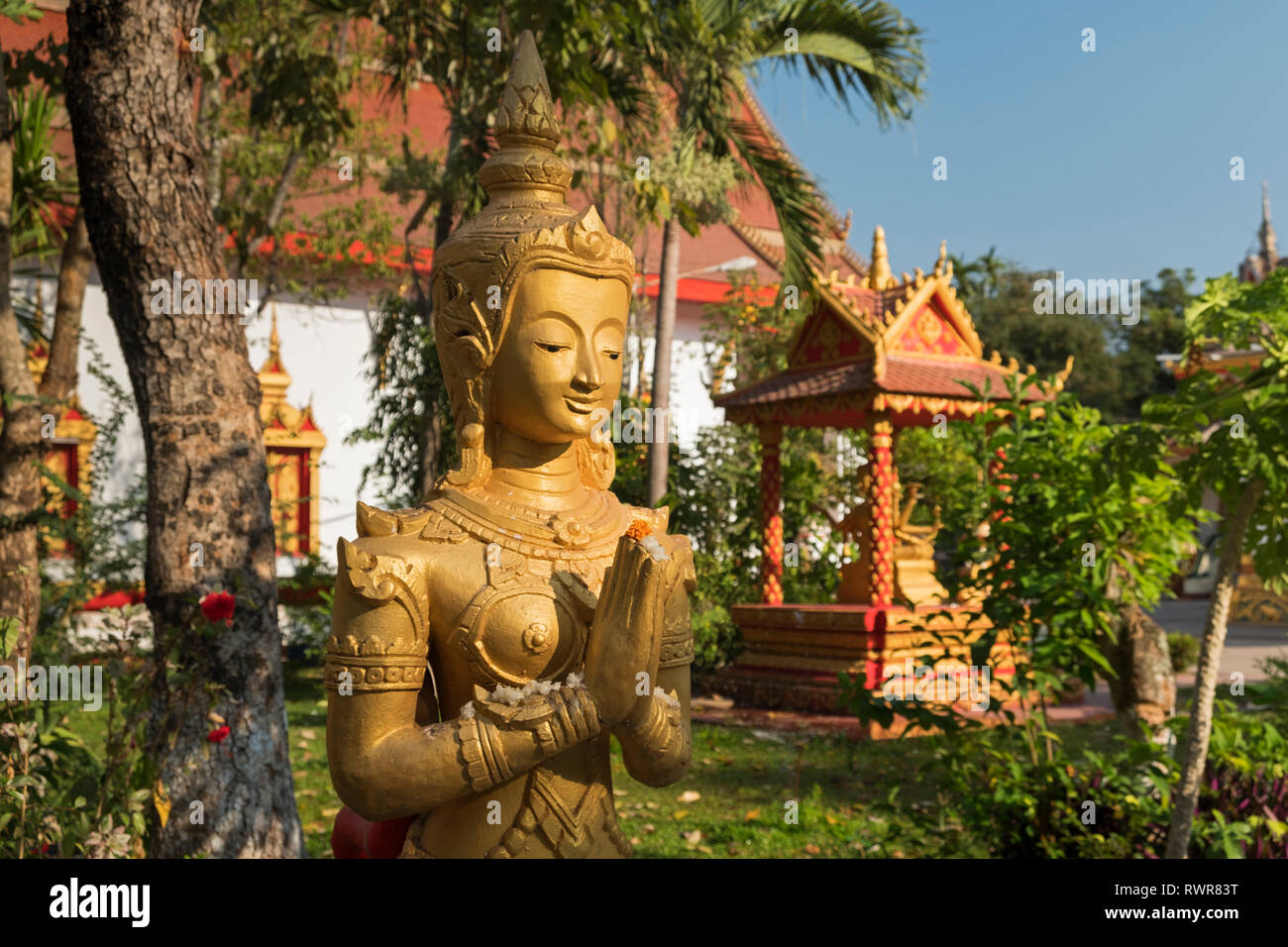 Kinnara statue Wat Pha That Luang Vientiane Laos Banque D'Images