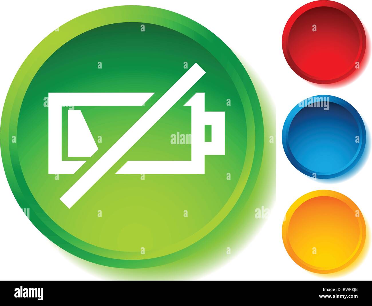 Icône avec le symbole de batterie faible, indicateur de niveau de batterie Illustration de Vecteur