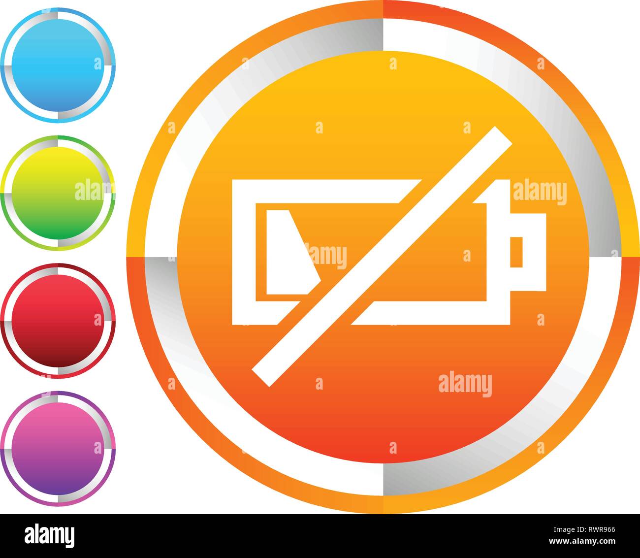 Icône avec le symbole de batterie faible, indicateur de niveau de batterie Illustration de Vecteur