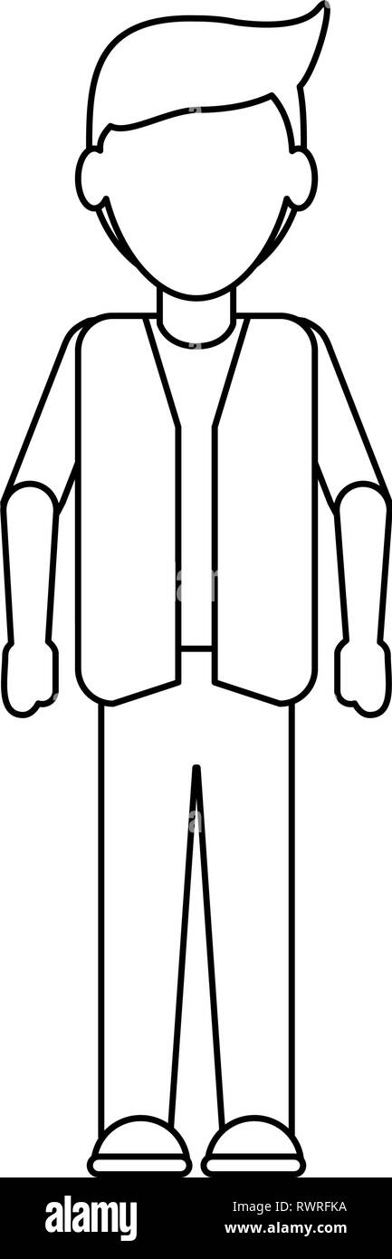 Jeune homme sans visage dessin animé en noir et blanc Image Vectorielle ...