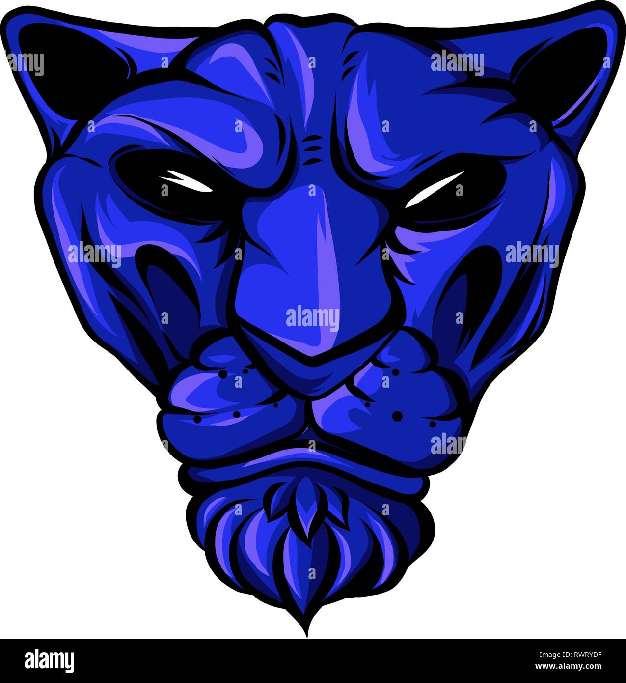 Visage d'un tigre bleu illustration Illustration de Vecteur