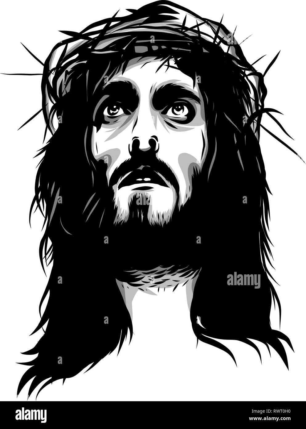 Visage de Jésus avec couronne d'épines Illustration de Vecteur