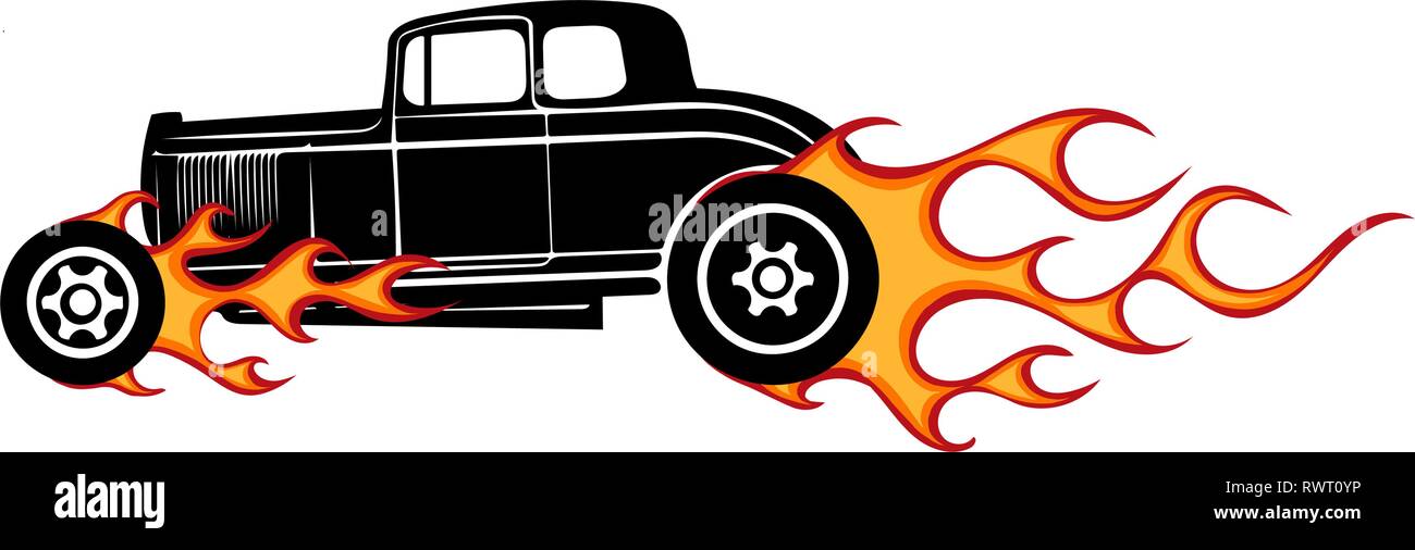 Vintage car, hot rod garage, hotrods,voiture voiture old school, Illustration de Vecteur