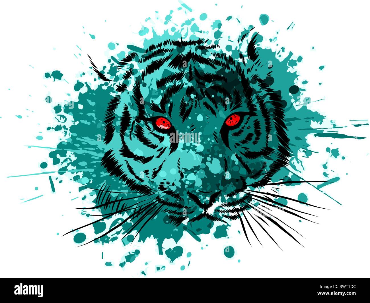 Mascotte tigre graphique de fond blanc Illustration de Vecteur