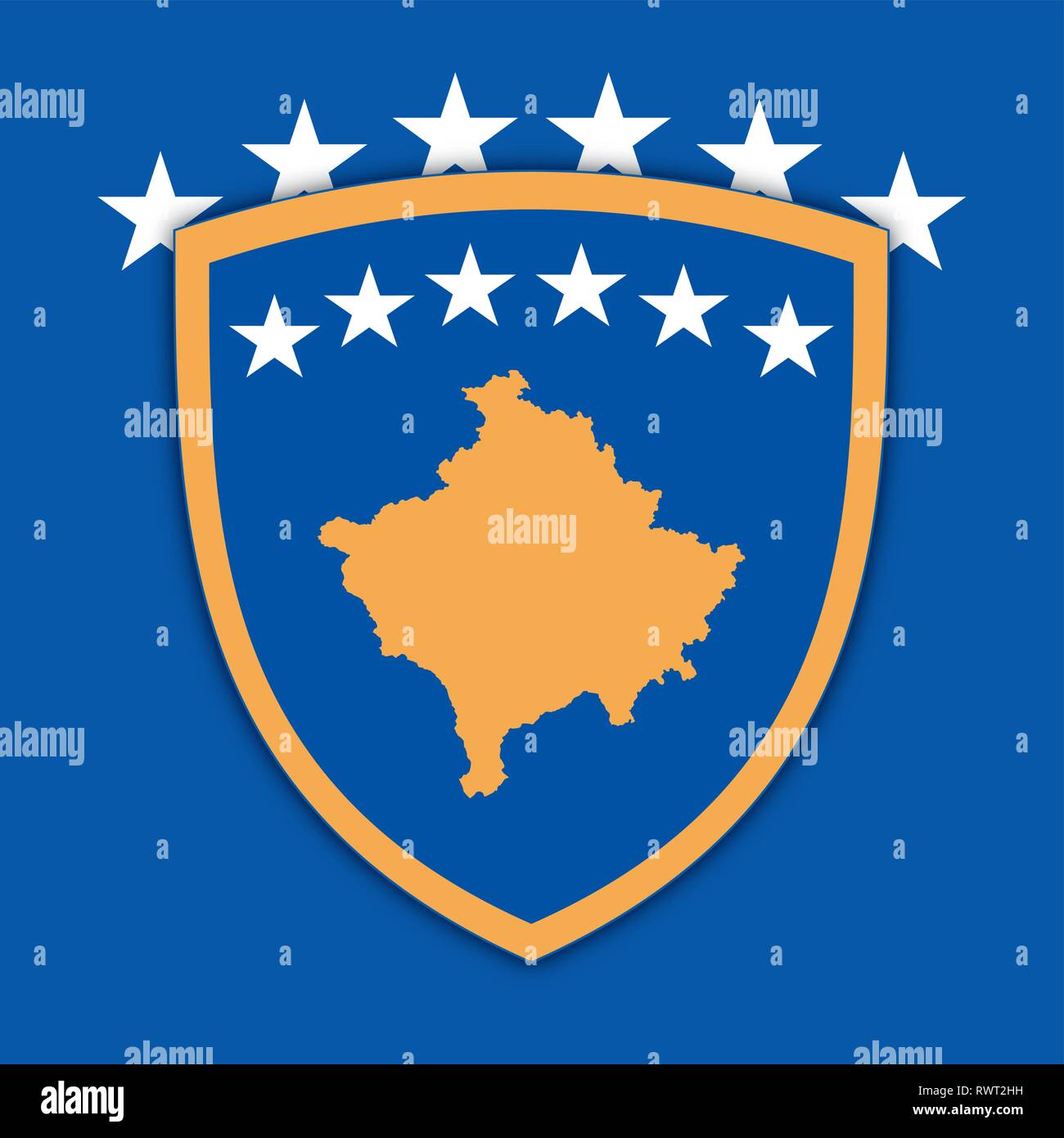 Kosovo armoiries sur le drapeau officiel, vector illustration Illustration de Vecteur