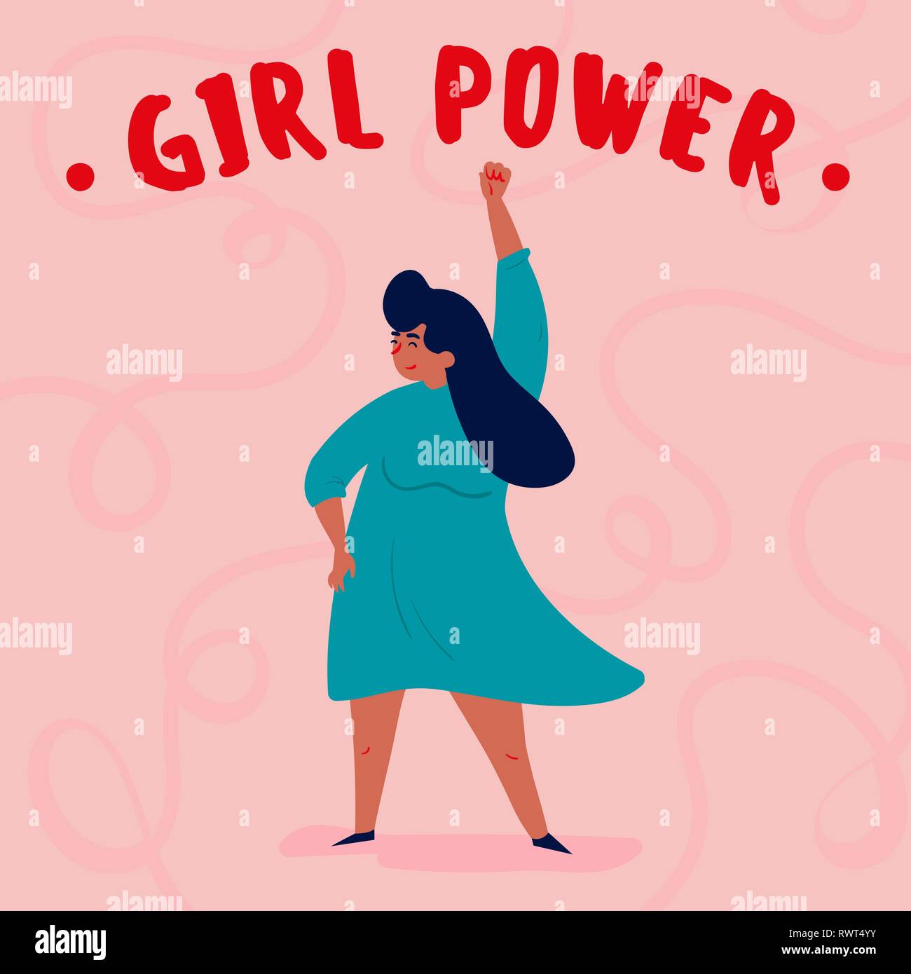 Girl power. Seule une forte femme émancipée Illustration de Vecteur