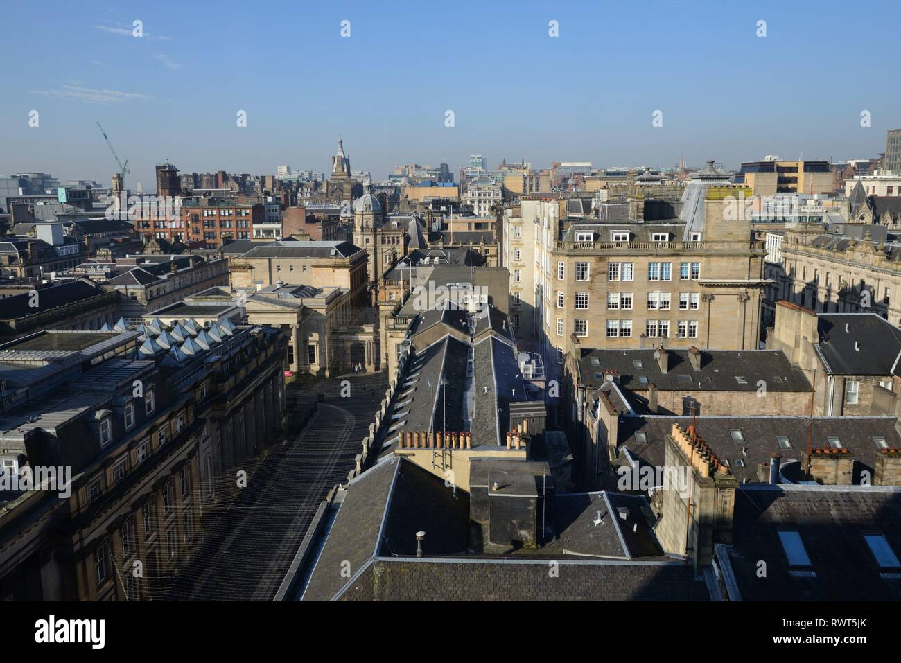 Vue urbaine au nord-ouest sur le centre ville de Glasgow, Écosse, Royaume-Uni, Europe Banque D'Images