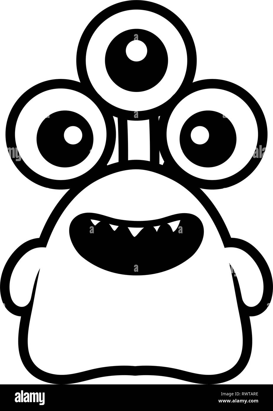 Crazy monster aux trois yeux personnage comique vector illustration design Illustration de Vecteur