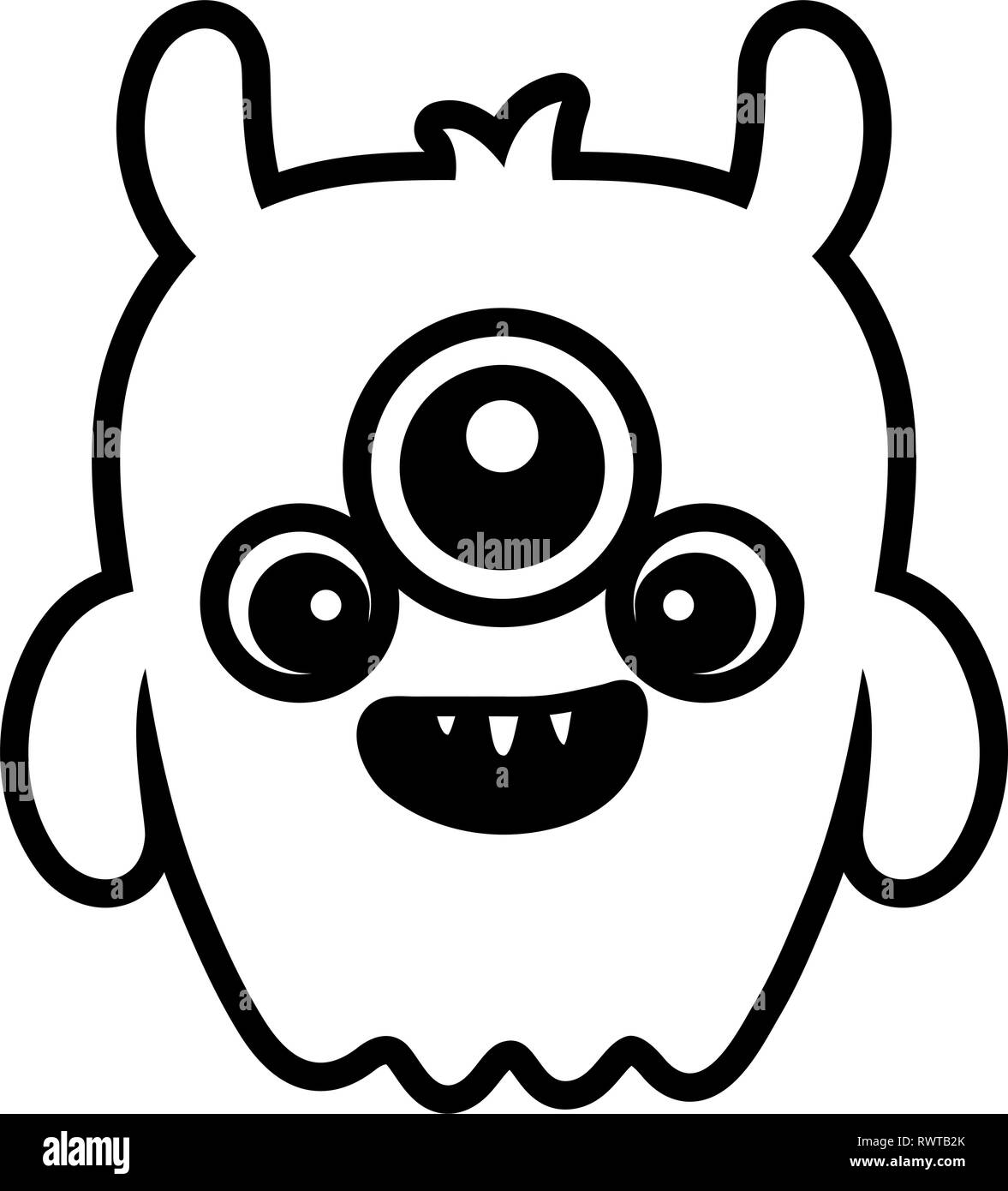 Crazy monster aux trois yeux personnage comique vector illustration design Illustration de Vecteur