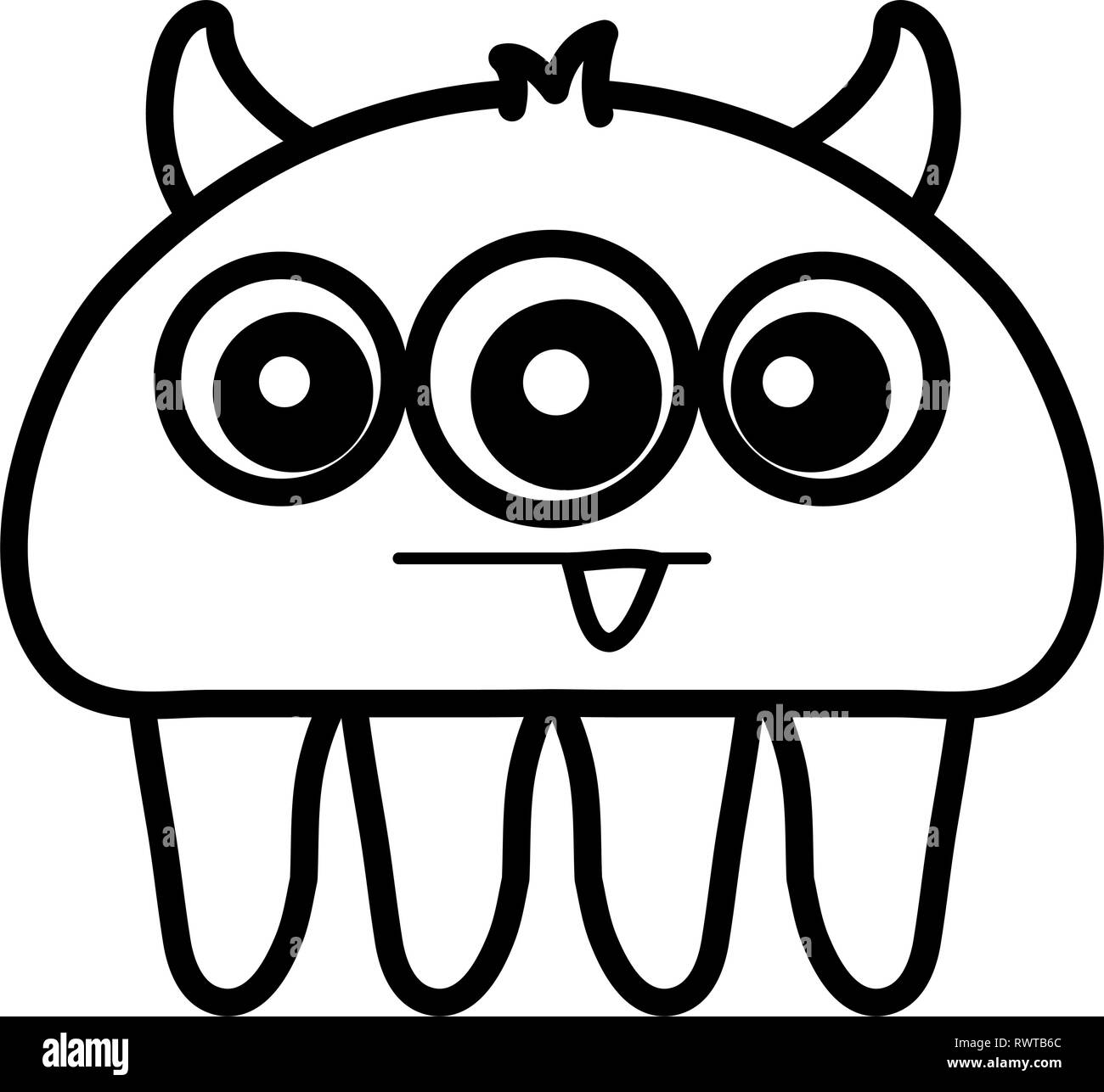 Crazy monster aux trois yeux personnage comique vector illustration design Illustration de Vecteur