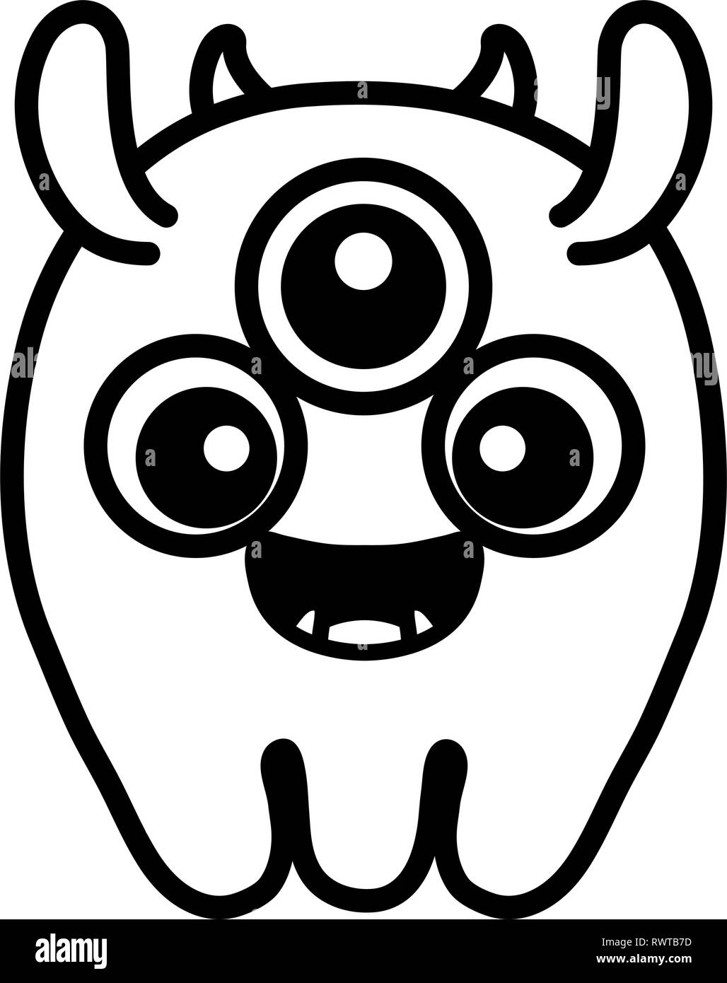 Crazy monster aux trois yeux personnage comique vector illustration design Illustration de Vecteur