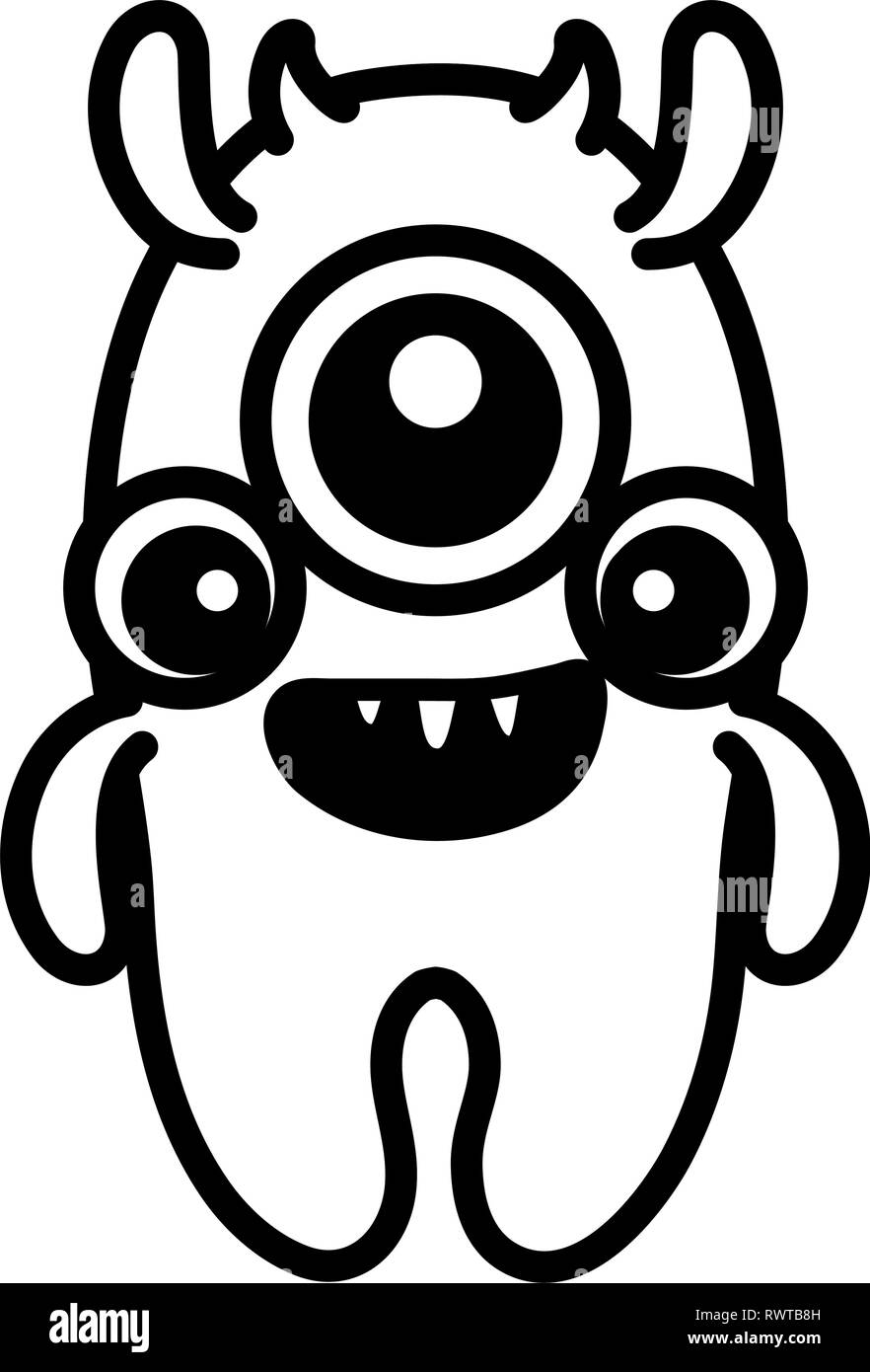 Crazy monster aux trois yeux personnage comique vector illustration design Illustration de Vecteur