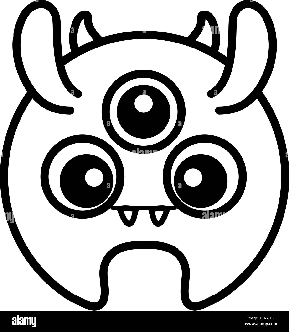 Crazy monster aux trois yeux personnage comique vector illustration design Illustration de Vecteur