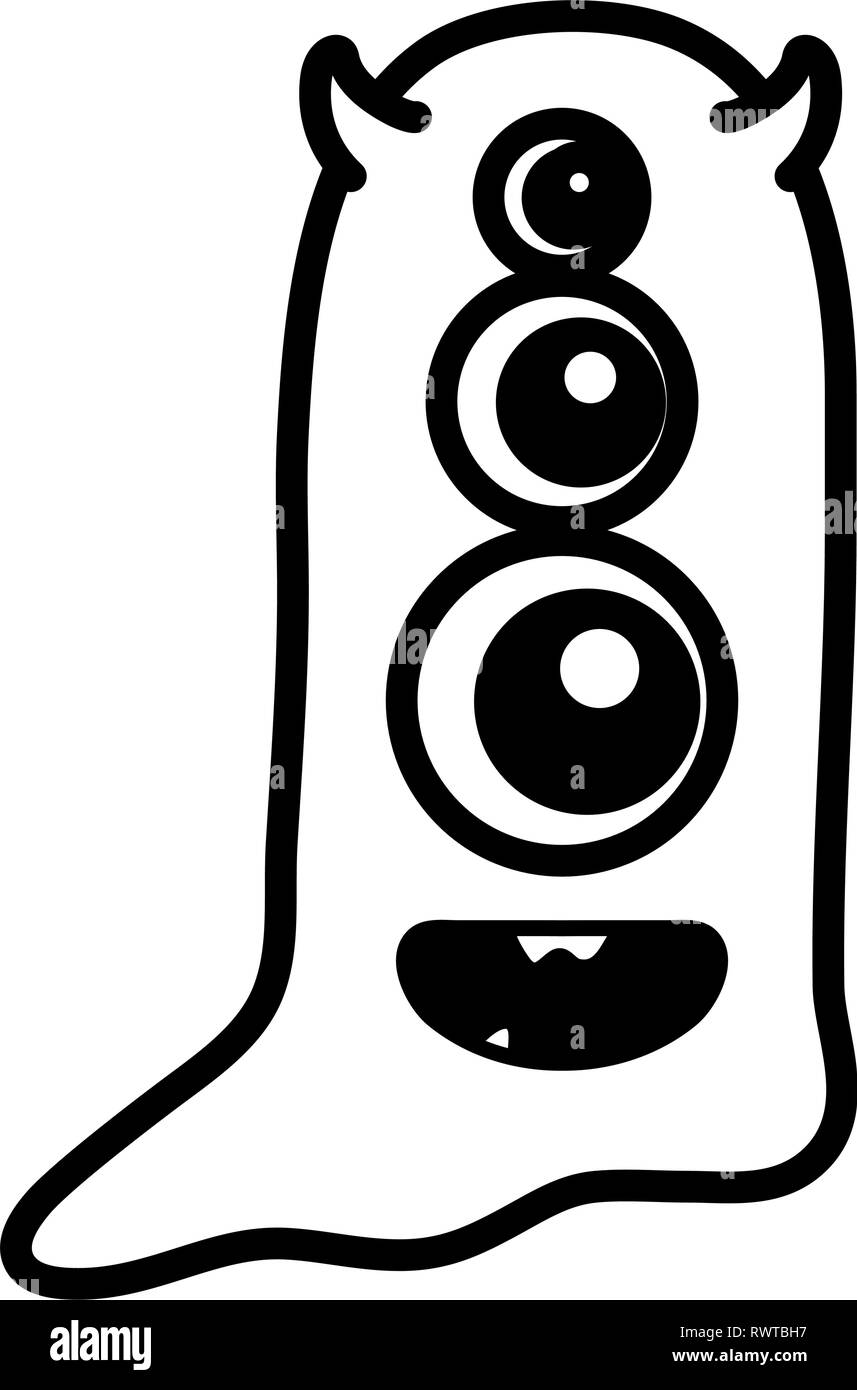Crazy monster aux trois yeux personnage comique vector illustration design Illustration de Vecteur