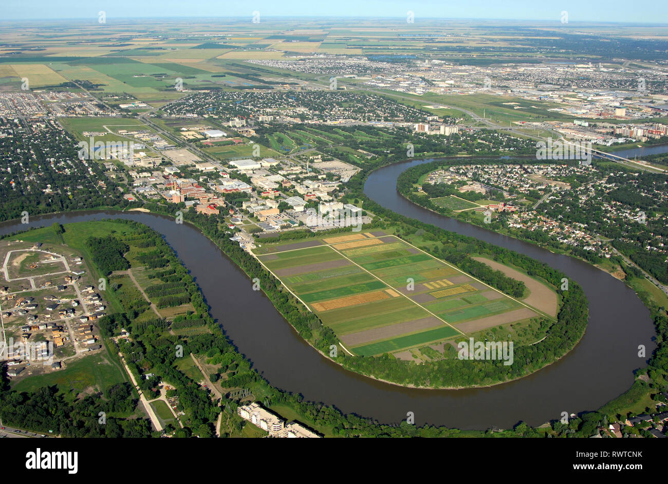Aerial,Université du Manitoba, Winnipeg, Manitoba Red River Banque D'Images