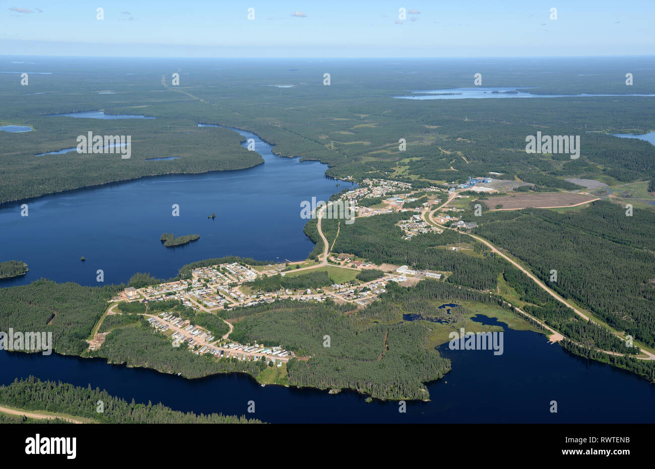 Par antenne, Snow Lake, Manitoba Banque D'Images