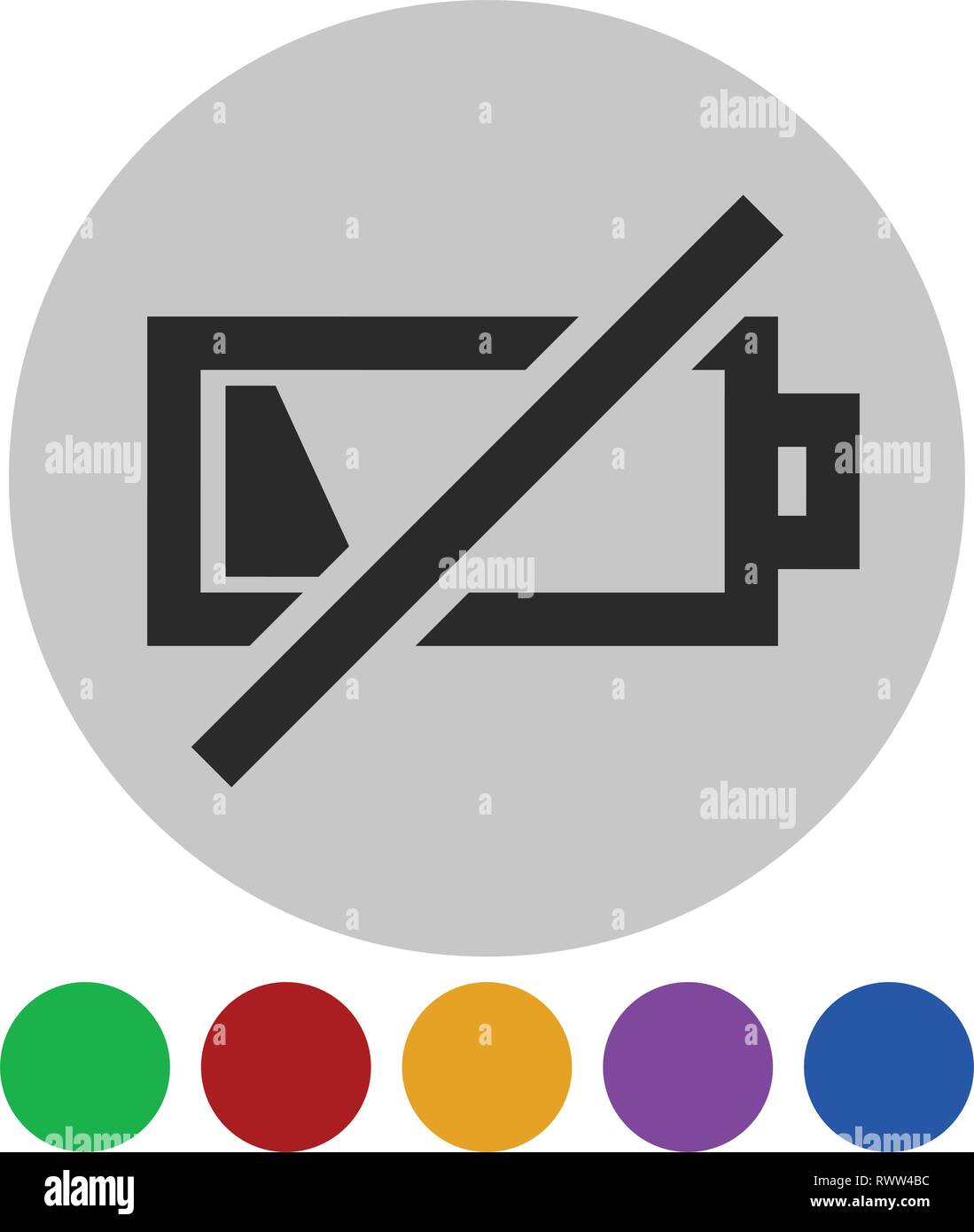 Icône avec le symbole de batterie faible, indicateur de niveau de batterie Illustration de Vecteur