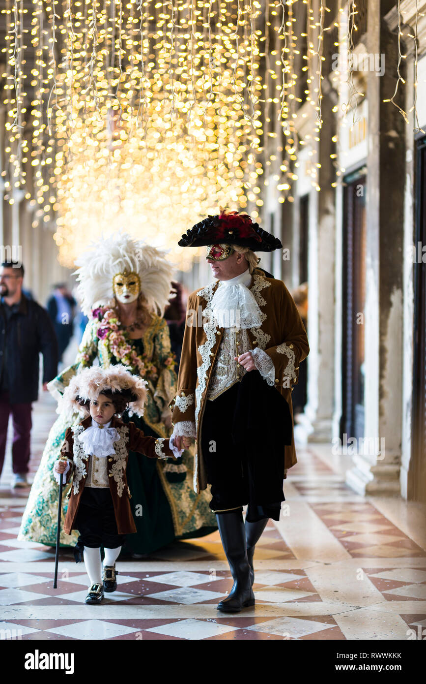 Venise, Italie. 5 mars 2019. Carnaval de Venise. Des scènes de la dernière journée du carnaval de Venise, y compris les meilleurs prix du Concours de costumes masqués Cere Banque D'Images